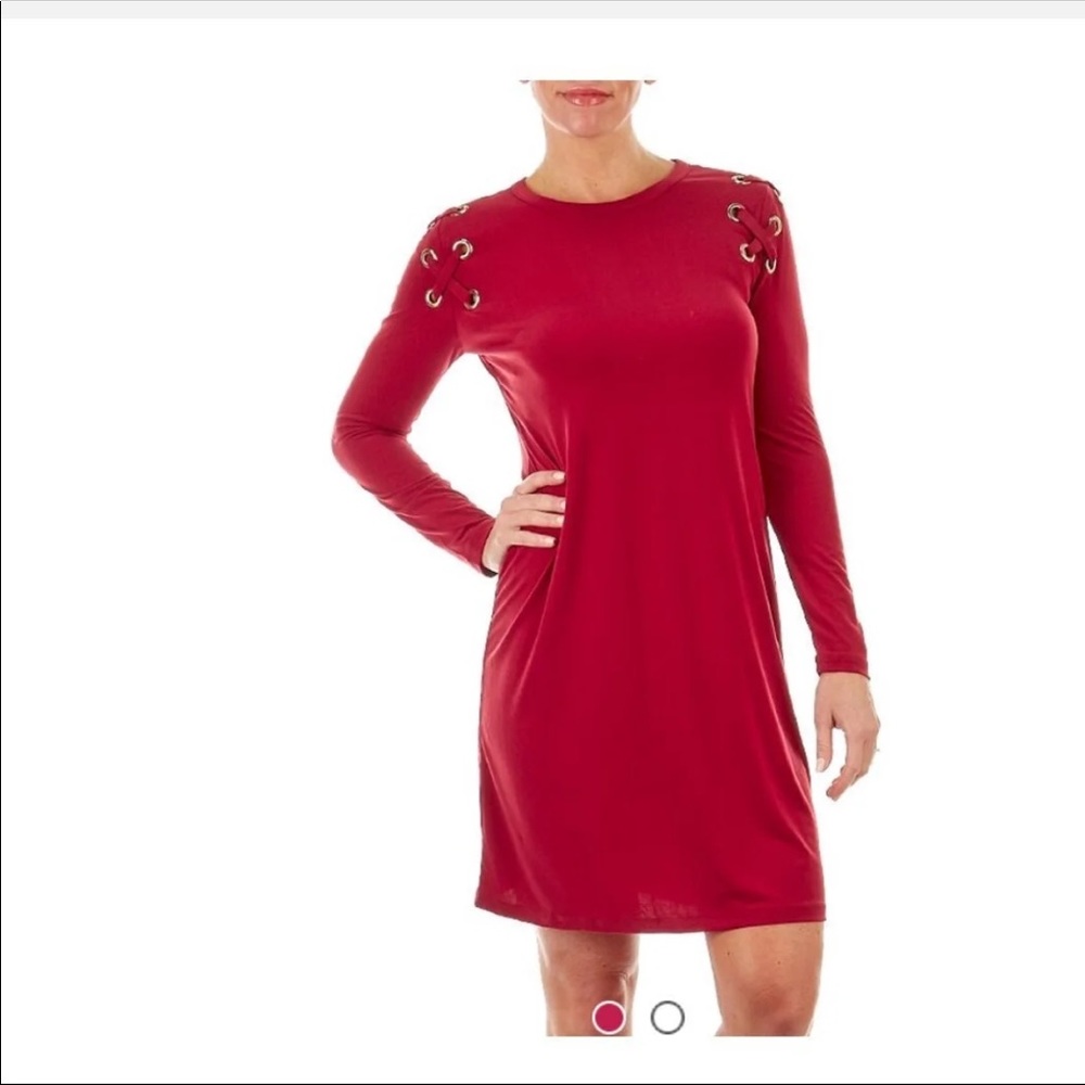 Gorgeous cranberry Lace -Up Little Dress by Carmen